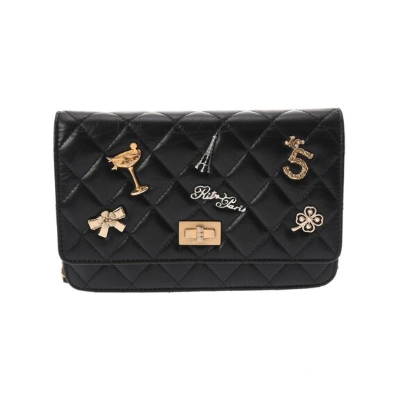 CHANEL 2.55 Matelasse Embroidered Chain Wallet Black/Noir - Picture 1 of 12